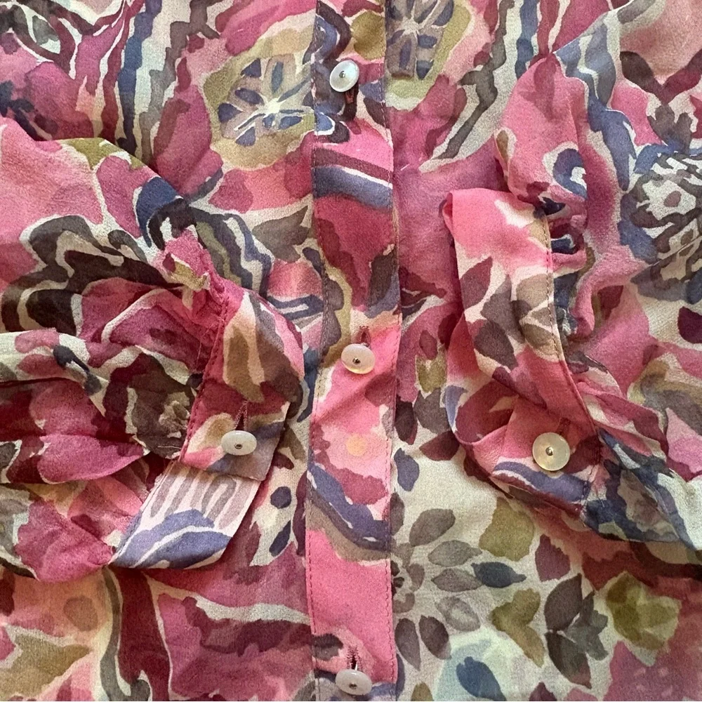 Veronica Beard Ashlynn Silk Top in Rose Multi, Sz 2 - Picture 13 of 16